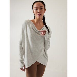 Athleta Women's Size Small Purana Wrap Sweatshirt Light Heather Gray GUC